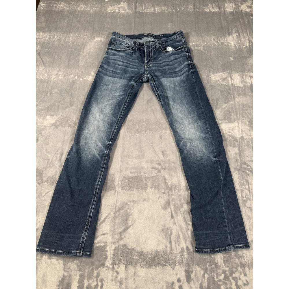 BKE Jake Straight Men's Jeans Size 30x32 Dark Wash Stretch Distressed Denim